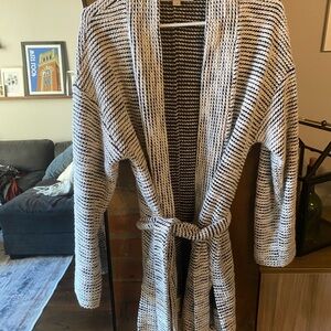 LOFT Black and White Cape Jacket with Classic Stripes